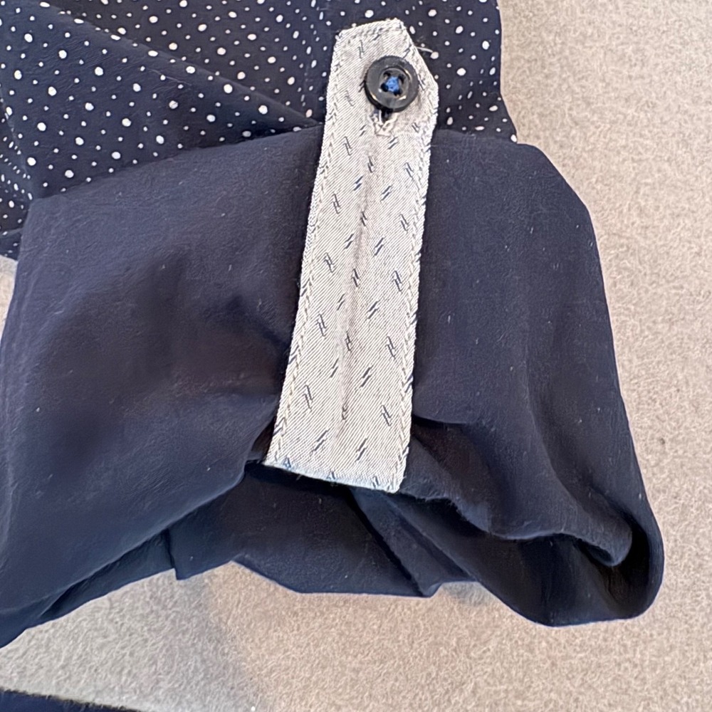 Eighty Eight Platinum Mens XXL Dress Shirt Navy Blue White Polka Dot Long Sleeve - Picture 8 of 12